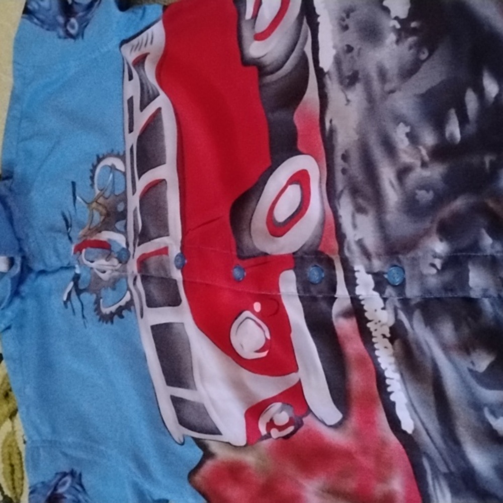Men's Vintage Size Medium 725 Originals VW Volkswagen Van Button Up Shirt AOP